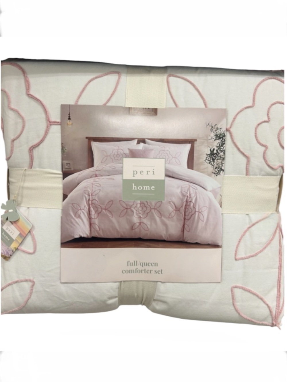 Peri Floral Full/Queen Mauve Pink Embroidered Comforter Set 88”x92”
